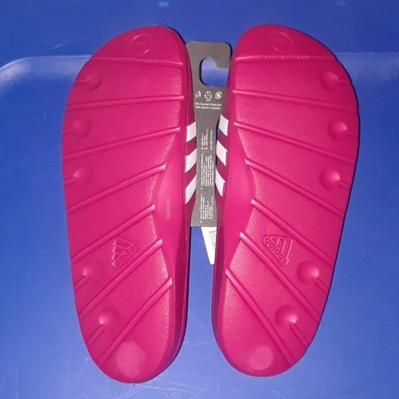 Adidas Durimo Pink/White Striped Slides Size 5 - Picture 4 of 5